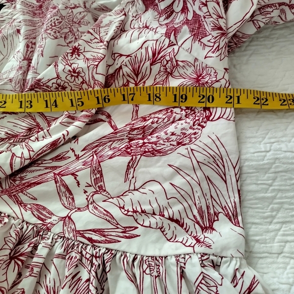 Express Printed Off Shoulder Twist Front Peplum Top Puffy Sleeves Sz Xl - Picture 7 of 8